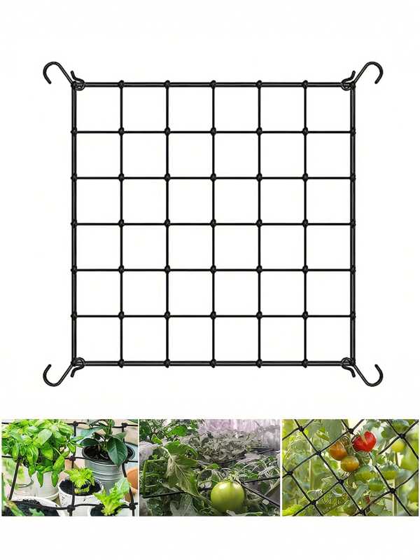 Heavy-Duty Grow Tent Trellis Netting With Hooks, Heavy Duty Elastic Trellis Netting With 4 Hooks, Elastic Garden Trellis Net, Elastic Support For Hydroponics & Garden Climbing Plants, Non-Abrasive Polyester, Ideal For Indoor Plant Growing Tents, Climbing Plants, Vegetables, Fruits, And Flowers