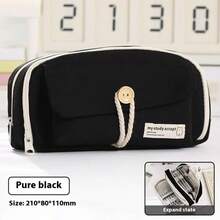 Estuche con botones sencillos, bolsa de gran capacidad, ideal para estudiantes de primaria, secundaria y preparatoria, estuche, bolsa de papelería resistente a la suciedad, esencial para la escuela, aula, biblioteca, sala de estudio, aprendizaje en casa, diseño multicompartimental para un almacenamiento organizado, regreso a clases, útiles escolares, estuche, mochila escolar - Multicolor - Ver 9