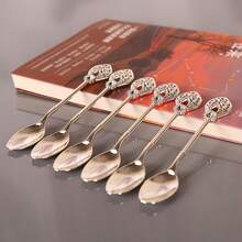 1 Set Of Constellation Swan Shaped 6Pcs Stainless Steel Fruit/Dessert/Coffee Spoons With Swan Storage Base, Suitable For Kitchen, Hotel, Cafe, Holiday Gift,Kitchen,Christmas Gift - 銀色 - 查看 3