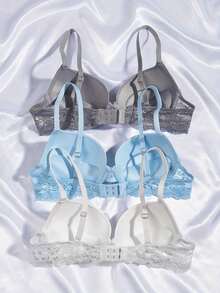 Sutien push-up din dantelă 3 buc, sutiene lenjerie intimă cu armătură, confortabile și respirabile