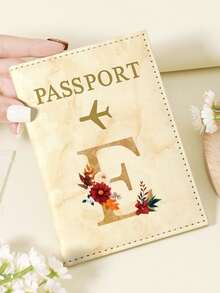 1pc A-Z 26 Letters Fashionable Letter Print Stylish Burgundy Passport Cover, Premium PU Leather Passport Wallet With Multi-Card Pockets For Credit Cards, Boarding Passes, And IDs, Compact And Portable Travel Essentials Organizer For Women, Men Graduation - Pink - View 60