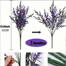 Three Bunches Of Artificial Lavender. They Have Bright And Vivid Colors That Are Not Easy To Fade. The Plastic Simulated Outdoor Plants Are Ultraviolet-Resistant, Suitable For Outdoor Gardens, Courtyards And Garden Decoration. They Are Also Suitable For Decoration In Front Of Doors, On Balconies And Around Windows.