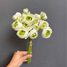 6 PCS Artificial Ranunculus Flowers, Faux Silky Mini Bouquets, Bulk Fake Wedding Filler Flowers For Centerpieces, Arrangements, Bridal Shower Decor, Polyester