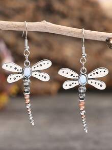 [Vintage Dragonfly] Dragonfly Personalized Earrings | Moonstone Earrings | Vintage | Femininity