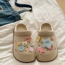 1 Pair Women's Star & Bear Design Fashion Casual Cute Cartoon Hollow Out Summer Slippers, Suitable For Party, Office And Home - Khaki - View 3