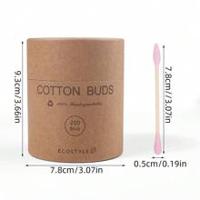 200 piezas/Caja Hisopos de algodón con puntas de papel de colores en ambos extremos, desechables para maquillaje, limpieza de oídos, manicura
