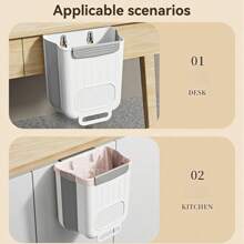 1 pieza Papelera de cocina plegable de montaje en pared, cubo de basura colgante de puerta de gabinete, sin necesidad de agacharse, papelera de sobremesa de gran tamaño, almacenamiento y organización convenientes, ahorra espacio para una cocina ordenada