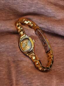1 Reloj de mujer de alta gama, de estilo francés, sencillo y elegante, personalizado, con incrustaciones exquisitas de rhinestone, de corte elegante y retro, ligero y lujoso, versátil, resistente al agua, de cuarzo, adecuado para uso diario, de fiesta, vacaciones y como regalo de cumpleaños u ocasiones especiales.