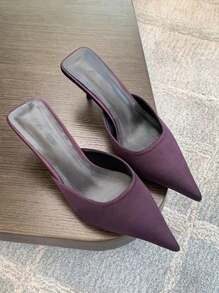 Mules deslizantes de satén, zapatos de tacón alto de moda para mujer, uso versátil en el hogar/exterior