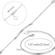 Inspired And Adjustable 925 Silver Wristband Engraved With The Words "She Believed She Could So She Did" In English, Anniversary, Birthday, Various Holidays, Special Occasions - Includes Boutique Gift Box - Silver - View 5