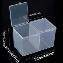 1PC Caja de almacenamiento de toallas de uñas Caja de almacenamiento de sábanas de algodón Caja de almacenamiento de toallas de uñas de doble compartimento independiente Tambor de almacenamiento de toallas de algodón - transparente - Ver 3