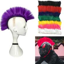 Helmet Mohawk Wig Adhesive Mohawk For Motorcycle Bicycle Ski Snowboard Helmet Hair Patches Skinhead Costumes Wig Cosplay Wig(Helmet Not Included) ,Music Festival - Multicolor - View 2