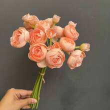 6 PCS Artificial Ranunculus Flowers, Faux Silky Mini Bouquets, Bulk Fake Wedding Filler Flowers For Centerpieces, Arrangements, Bridal Shower Decor, Polyester