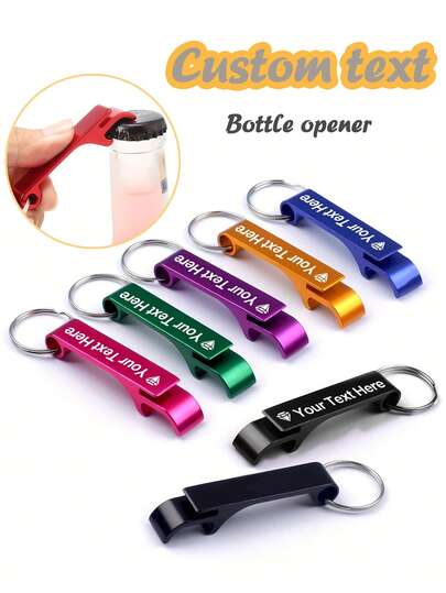 1pc/5pcs/10pcs Colorful Beer Bottle Opener, Multifunctional Keychain Bottle Opener, Customizable With Text/Phone, Suitable As Promotional Gifts For Events, Essential For Parties & Dining, Gift For Father,Wedding Essentials