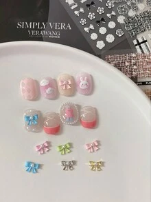 5 件/20 件美甲用品 - 三色熊、玫瑰花、水钻、蝴蝶结、仙女饰物、装饰性 DIY 配件指甲宝石 - 彩色 - 查看 3