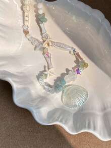1pc Bohemian Shell Starfish Beaded Collarbone Chain Necklace For Women - Shell Beaded Clavicle Necklace - View 4