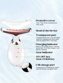 1pc Intense Pulsed Neck Face Beauty Instrument Firming Wrinkle Removal Tool - Heat Rejuvenation Device, Smooth And Firm Skin - Double Chin Reducer Slimmer Vibration Massage With 7 Color Modes For Wrinkles Appearance Remove And Skin Tightening Lifting Massager - Multicolor - View 9