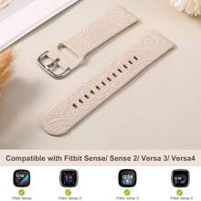 Banda compatible con Fitbit Versa 4/Versa 3/Sense 2/Sense. Correa de reemplazo suave con patrón floral lindo y elegante grabado para Versa, Sense/Sense 2/Versa 4/3 Smartwatch