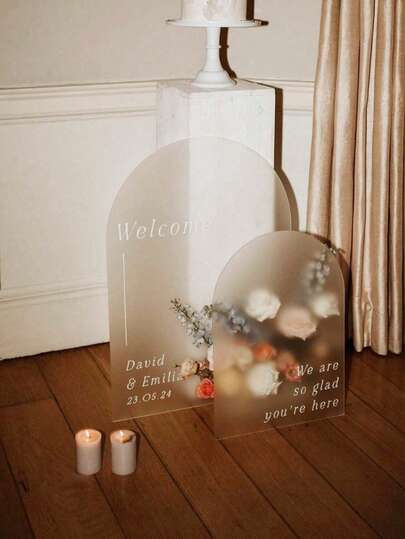 1 Stück frostiges leeres Acryl Schild, 30*40cm/40*55cm, für DIY Hochzeitsschild, Geburtstagsfest Verlobungsdekor, Willkommensschild zur Hochzeit aus Acryl, Acrylplatten, Holzbrettern, Hochzeits-Willkommensdekor, Valentinstag Dekorationen, modisch, stilvoll, exquisit, Süß, personalisiert