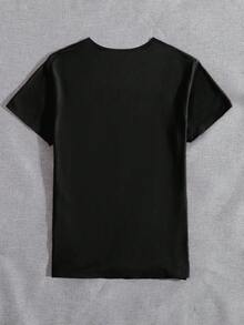 DEAR MOLLY Women's Y2K Band Music Festival Element Graphic V-Neck Short Sleeve Casual T-Shirt, Suitable For Spring/Summer Daily Wear - Black - View 2