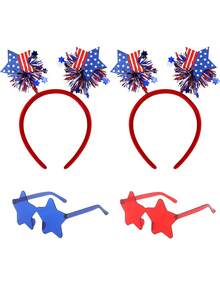 Patriotic Party Accessories - Independence Day Headband, Star Sunglasses, Red White Blue Party Favors And Memorial Day Supplies - Multicolor - View 1