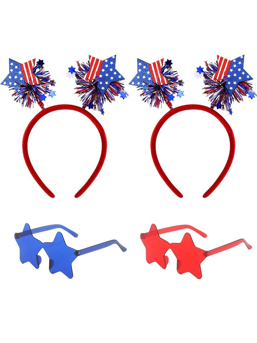 Patriotic Party Accessories - Independence Day Headband, Star Sunglasses, Red White Blue Party Favors And Memorial Day Supplies - Multicolor - View 1