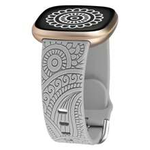 Banda compatible con Fitbit Versa 4/Versa 3/Sense 2/Sense. Correa de reemplazo suave con patrón floral lindo y elegante grabado para Versa, Sense/Sense 2/Versa 4/3 Smartwatch