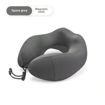 飞机旅行枕 - 1 件记忆海绵颈枕，柔软支撑旅行必需品，适合旅行、睡眠休息、汽车、火车和家庭使用（灰色）