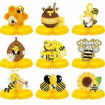 9 Pieces/Set Of Bee Birthday Party Party Decoration Honeycomb Ball Decoration Birthday Bee Theme Honeycomb Decoration Happy Birthday Party Props