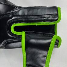 1 Pair Black & Green PU Leather Breathable Classic Boxing Gloves By BRONJEE Brand