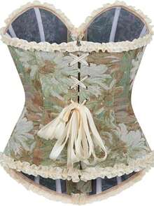 Alivila.Y Fashion Womens Lace Up Corset Top Overbust Body Shaper Bustier Corsets For Women - 橄欖綠 - 查看 2