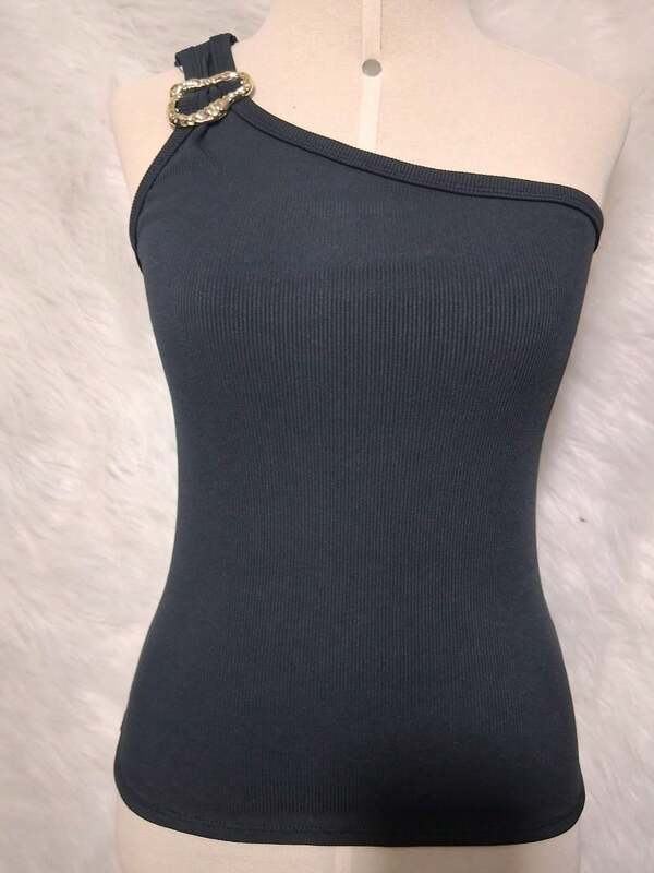 Blusa Feminina Nula Manga Argola Dourada Tecido Ribana Tendencia Mula MancaSimplesCasualTecido de malhaApliquesMalhadoAnelblusaDiárioFeriadoNoiteFesta de aniversárioRegresso a casaDespedida de solteiraviagemPalco e Concertofesta do chábrunchConcerto de música countryEsportes e FitnessRoupas de aeroportotodos