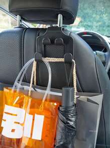 2/1 pieza Soporte tipo cartera para auto, Gancho para reposacabezas de auto, Bolsa de almacenamiento para colgar en el cabecero del auto, Accesorios internos para colgar bolsos, chaquetas, paraguas, bolsas de compra, Soporte multifuncional para teléfono móvil en el reposacabezas trasero, Ajuste universal