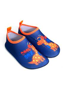 儿童水鞋和儿童水上鞋，带有可爱的卡通恐龙图案 - 轻质结构，防滑，让孩子的脚踩在沙滩上并快速干燥 - 彩色 - 查看 3