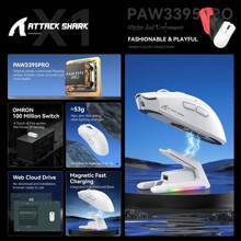3M X1 Wireless Gaming Mouse With RGB Charging Dock, PAW3950 PRO Sensor Up To 40K DPI,53g Ultra Light Tri-Mode Computer Mice,1KHz Polling Rate 5 Programmable Buttons For WIN