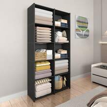 Easy Assembly Office Bookshelf, Simple Multi-Layer Home Clothes Storage Cabinet, Multi-Functional Classroom Miscellaneous Storage Cabinet, Small Dust-Proof Wardrobe Storage Rack For Rental Bedroom - White - View 2