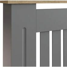 Deluxe- Longslow Medium Grey Radiator Cover Slatted Wood Design Top Shelf Display Living - default - View 3