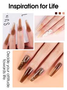 peacecolor 5Colors Poly Nail Gel 16ML Kit With Mini UV/LED Nail Lamp, Brown And Black Glitter Poly Extension Gel Polish & 30ML Nail Cleaner Slip Solution, 50PCS Nail Form, Multicolor Nail Rhinestone, 8ML Base And Top Coat. Builder Nail Gel Set Nail Supplies Extension Tool For Women Nail DIY Ideal Gift