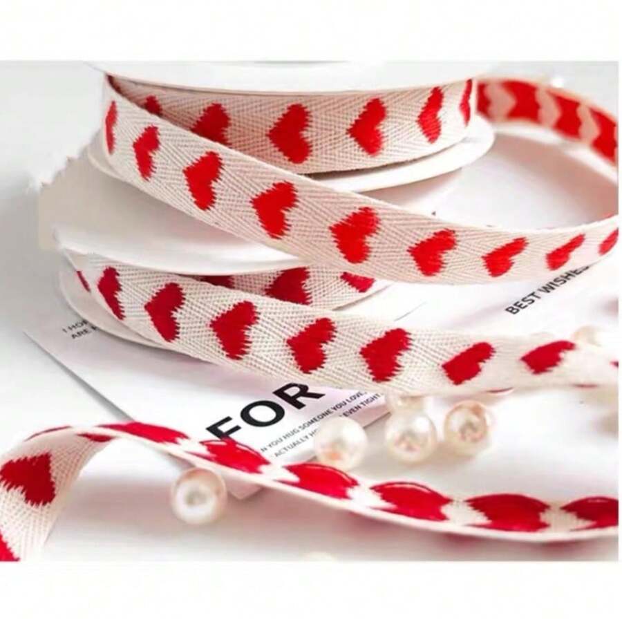 Christmas/Valentine's Day/Wedding Red Heart Ribbon, 914cm/359.84in, Gift Wrapping Decorative Ribbon, Handmade DIY Decoration