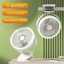 便携式夹式风扇，可充电，720°可调节，带LED灯，小巧桌面风扇，强劲静音，5档风速，USB充电，迷你个人降温风扇，适用于桌面、家庭办公室、婴儿车、露营，是送给女性的绝佳礼物。 - 彩色 - 查看 13