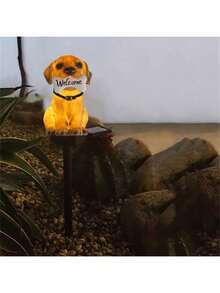 1pc Solar Dog Light, Outdoor Garden, Cartoon Outdoor Statue Welcome Logo Dog Lawn Light Terrace Outdoor Garden Decoration Landscape Light