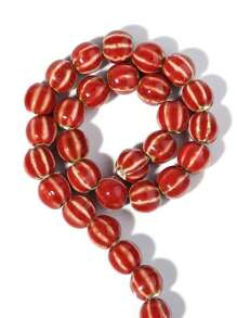 1 pieza Abalorios de calabaza de cerámica con rayas vintage, adecuados para hacer pulseras, collares, encantos de teléfono, joyería hecha a mano DIY, para primavera/verano