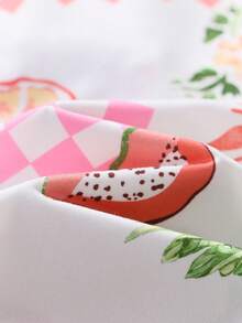 2 件套女士花叶印花休闲口袋纽扣睡衣套装，适合夏季和所有季节 - 杏色 - 查看 10