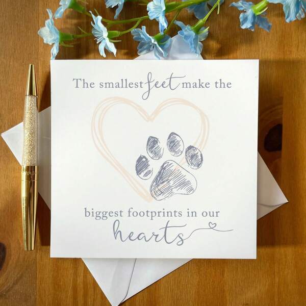 Buste per cartoline di condoglianze per animali domestici, "Le zampe più piccole" carte di simpatia per perdita di cani e gatti, incluse le buste
