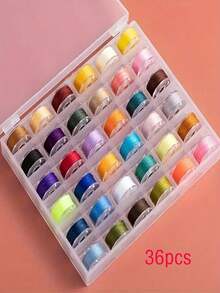 36pcs Sewing Machine Bobbin, Portable Mini Hand Sewing Thread, Pre-Wound Bobbins For Embroidery And Sewing Machines - Multicolor - View 8