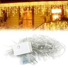 Icicle Christmas Lights 11.48ft 96 LEDs Icicle String Lights 8 Modes Twinkle Curtain Fairy Lights, Indoor Room Patio Garden Bedroom Wedding Halloween Party Decoration - 窗簾冰柱-暖白 - 查看 2