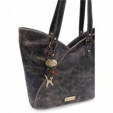 - Women's Large Tote Bag With Zip - Tulip Shoulder Bag - Distred Leather Handbag - Abigail - Black - View 3