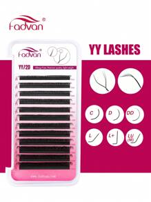 FADVAN 12 Rows YY Shape 0.07 C/D/DD/L/L+/LU Curl 8-15mm&Mix Hand Woven Premium Soft Light Natural Eyelashes Extension Supplies Makeup Mesh Net Cross Lash For Professional Women Send In Random Packaging,Professional Eyelash Grafting,Lash Tech Supplies