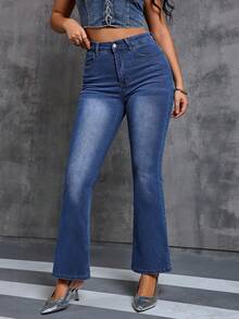 Pantalones vaqueros con botones frontales y bolsillos casuales, para uso diario