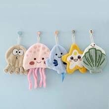 1pc/5pcs Cartoon Ocean Series Hand Towels, Cute Absorbent Thick Soft Children Hand Towels For Kitchen, Bathroom